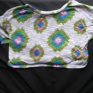 White green pink and blue crop top